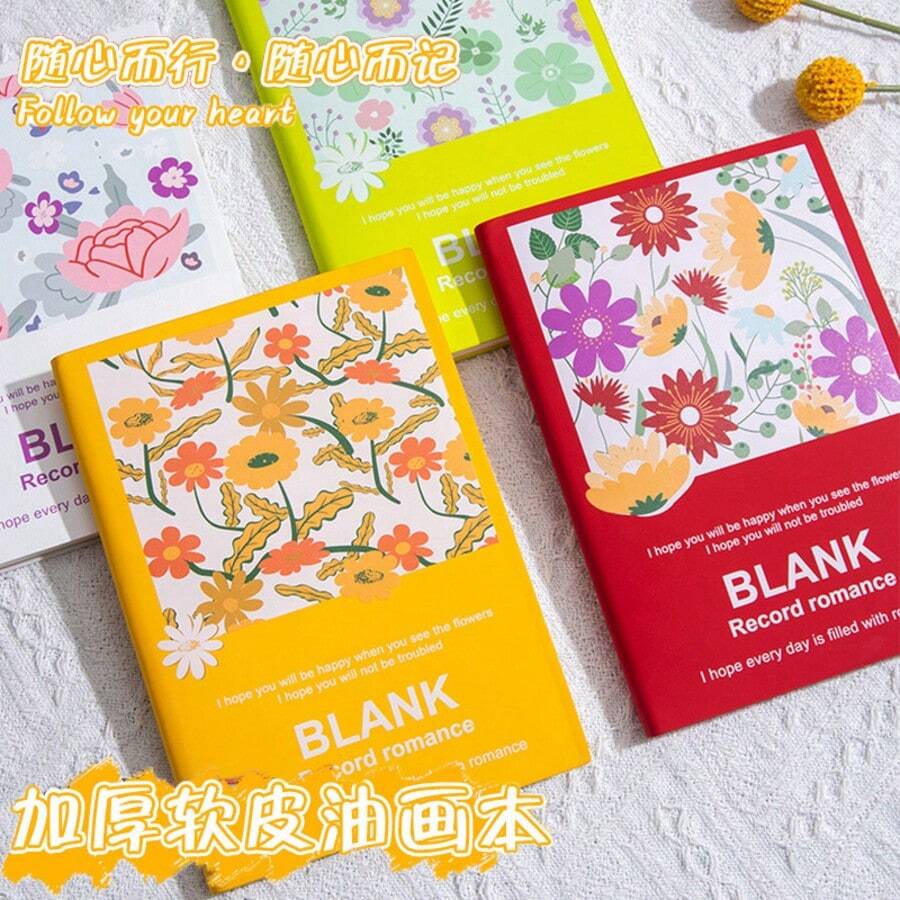 A5 Oil Painting Notebook High Aesthetic Lined Notebook Student Memo Drawing Sketchbook Travel Journal Back To School - Rectangle - View 1