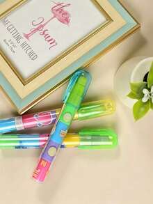 12pcs-Fruit Cartoon Pen-Shaped Erasers, Macaron Color Detachable Building Block Erasers, Back To School Stationery Reward Gifts C, First Day Of School - Multicolor - View 5