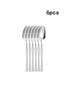 2/6/12pcs Set Patterned Stainless Steel Dessert Spoons, Luxury Coffee Spoons, Multi-Piece Cutlery, Reusable, Suitable For Appetizers, Salads, Fruits, Desserts And Stirring, Suitable For Home, Kitchen, Restaurant, Wedding, Party Tableware, Holiday Gifts - Silver - View 10