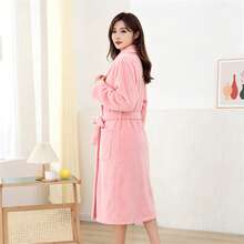 Ultra Soft Coral Fleece Bathrobe - Quick Dry, No Shedding And Breathable | Unisex | Modern Design - Solid Color Bathrobe - View 3