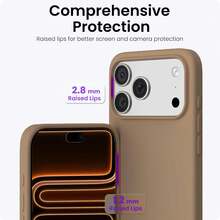 液態矽膠 3 層全包覆軟膠手機殼，適用於 iPhone 17 Pro 17 Pro Max 17，清新夏季配色，防震保護殼附防刮微纖維內襯，相容 iPhone 13 11 16 Pro Max 15 14 Plus 12 Mini XS Max 7 8 Plus - 卡其色 - 查看 3