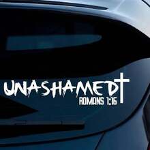 1pc UNASHAMED Romans 1:16 Cross Letter Car Sticker, Multi-Color Options, PVC Waterproof Self-Adhesive Vinyl Decal, Religious Faith Decoration Sticker, Suitable For Car, SUV, MPV, Truck Windows, Bumpers, Exterior And Interior - Multicolor - View 7