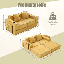 Modern Sofa Bed Frame Beige 2 Seat - 黃色雙座 - 查看 9