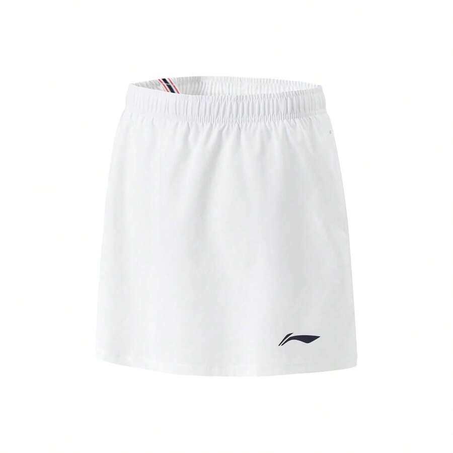 Falda de entrenamiento de bádminton profesional para mujer de Li-Ning con cintura elástica, cómoda y elástica con ropa interior incorporada ASKW066 - Blanco - Ver 1