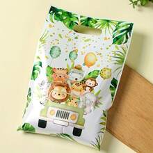 10/25Pcs Jungle Animal Handheld Gift Bags, Suitable For Birthday, Baby Shower, Gender Reveal, Safari Party Decorations, Plastic Bags For Events - Multicolor - View 9