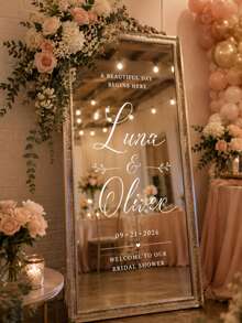 Custom Mirror Sticker Wedding Seating Chart Sticker - Wedding Signage Decoration DIY Wedding Sticker - Seating Chart Mirror Sticker Welcome To Wedding Mirror Sticker - Custom Mirror Letter Sticker - Happy Wedding - Wedding Decoration/Modern Wedding Welcome Sign - Multicolor - View 3