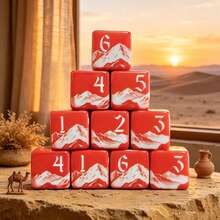 6 pezzi Dadi da gioco D6 con motivo montagna innevata rossa, dadi acrilici a sei facce con paesaggio, adatti per serate di giochi da tavolo e collezionabili, dadi per giochi da tavolo con scena di montagna - Multicolore - Visualizzare 1