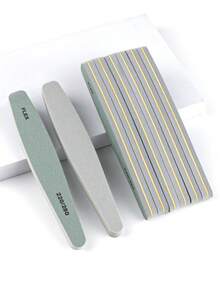 Green/White Nail File Foam Polishing Bar Manicure Sponge Buffer 220/280 Double-Sided Coarse/Fine Soft Sand Nail Shaping & Polishing File 3Pcs/5Pcs/10Pcs - Light Grey - View 1