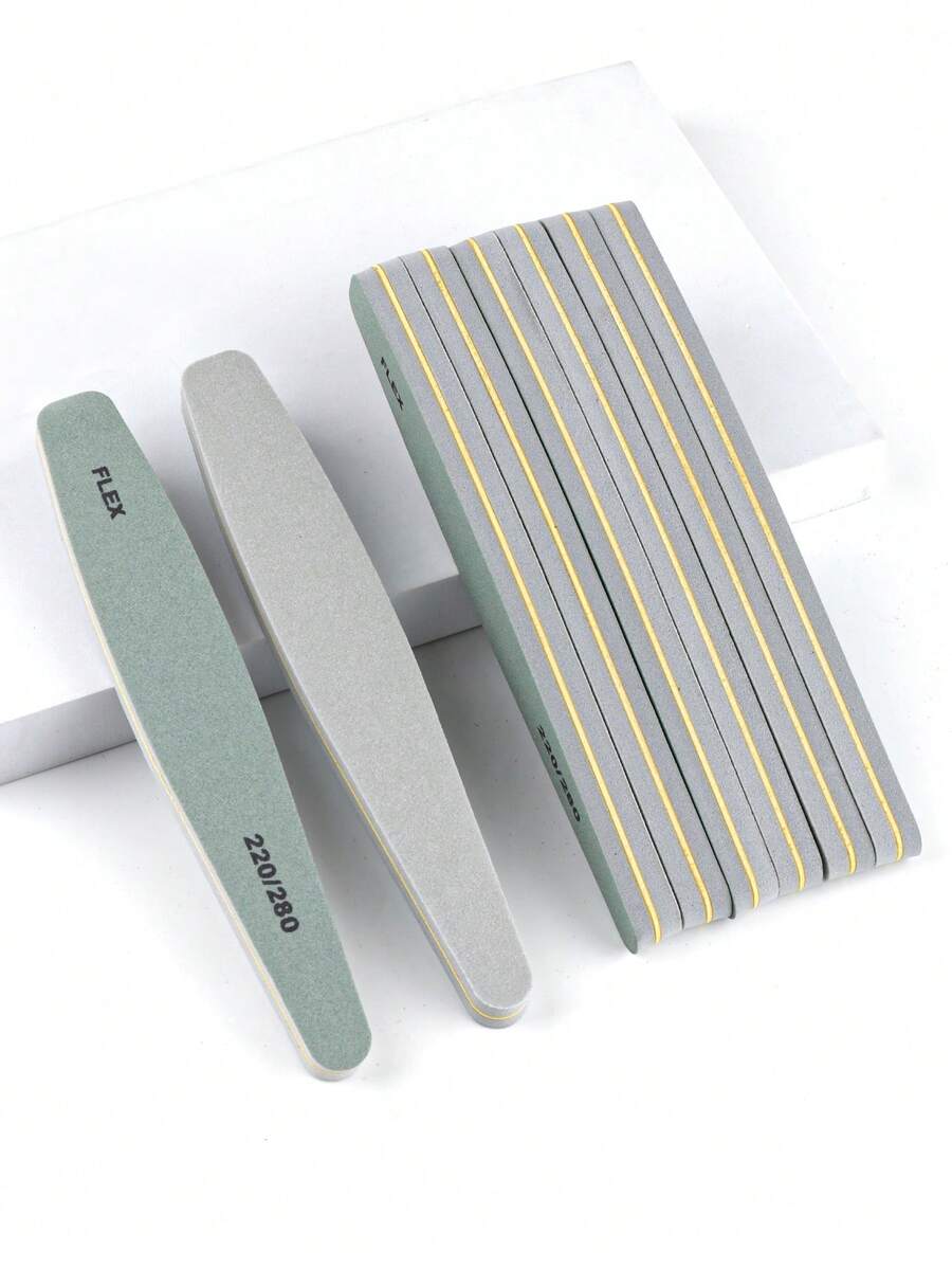 Green/White Nail File Foam Polishing Bar Manicure Sponge Buffer 220/280 Double-Sided Coarse/Fine Soft Sand Nail Shaping & Polishing File 3Pcs/5Pcs/10Pcs - Light Grey - View 1