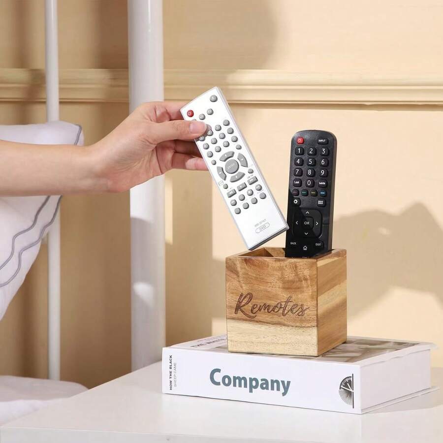 Wooden Desktop Organizer Box, Makeup Storage Box, Bathroom Storage Box, Living Room Remote Control Organizer - Multicolor - View 1