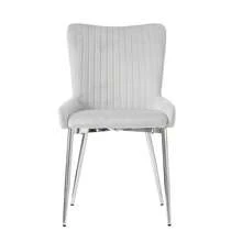 Velvet Dining Room Chair Set Of 2, Beige, Metal Legs - 灰色 - 查看 10