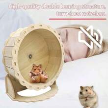 Natural Wood Silent Rotating Exercise Wheel, Suitable For Hamsters, Gerbils, Mice, Guinea Pigs And Small Hamsters, With Soft Landing Surface, Rounded Edges And Sturdy Base, Ideal For Small Pets - Multicolor - View 3