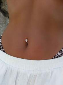 1pc S925 Sterling Silver Luxury Sweet Zirconia Navel Ring, Suitable For Daily Wear Or Gift - Single - View 3
