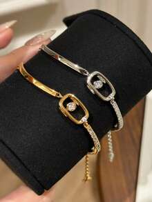 1 Peça Novo Bracelete com Design Vazado para Mulheres, Estilo Doce de Menina, Design Minimalista Versátil e Elegante, Luxo Leve de Nicho de Alta Qualidade - pulseira vazada - Visão 2