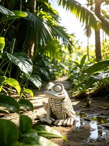 Halloween Skeleton Frog Resin Statue, Gothic Bone Frog Figurine Decor, Ghostly Jack-O'-Lantern Halloween Party Desktop Ornament, Home Indoor Tabletop Decoration, Garden Ornament - Frog - View 3