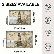 1/2pcs Ocean Style Kitchen Floor Mat, Polyester Absorbent Mat, Kitchen Floor Mat, Door Mat, Suitable For Kitchen, Living Room, Entrance, Balcony, Home Decor, Holiday Gift, Bedroom Mat, Foot Mat, Pet Mat, Bathroom Decor, Room Decor, Kitchen Decor - Multicolor - View 6