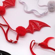 3/6pcs Halloween PU Shiny Fabric Plush Ball Pet Devil Horn Bat Headband, High Elasticity Non-Tight Fit Cat Dog Universal Funny Headwear, Cat Dog Decoration Accessories, Cute Pet Halloween Party Costume Atmosphere Outfit, Small And Medium Cat Dog Holiday Costume Headwear, Halloween Photo Party Costume Gift, Halloween Gift Perfect Pet Gift! - Multicolor - View 4
