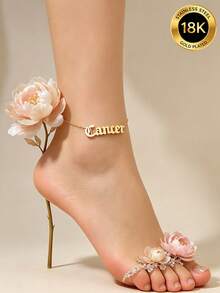 MONALLY 18K Gold Plated Bohemian Vacation Style Minimalist 12 Zodiac Signs Anklet Women's Stainless Steel Unique Design Foot Jewelry Beach Versatile Accessory Gift - Anklet - View 13