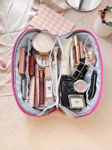1pc Simple Letter Printed Cosmetic Bag Storage Bag Large Capacity Zoned Classified Storage Bag Waterproof Clutch Bag Toiletry Bag Cosmetic Storage Bag - Multicolor - View 8