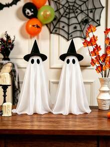Light Up Halloween Scary Ghost Decorations,Ghosts With Witch Hats Includes A String Of Lights,Ghost Table Centerpiece For Tabletop Decor,Mantel,Dining Table,Indoor,Home,Farmhouse(Powered By 2 AA Batteries; Not Button Cells.) - Ghost - View 9