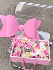 1/2/3 piezas Caja de regalo grande con lazo 3D y ventana transparente, caja de embalaje de regalo portátil y transparente con asa para el Día de San Valentín, cumpleaños & entrega de regalos - Multicolor - Ver 20