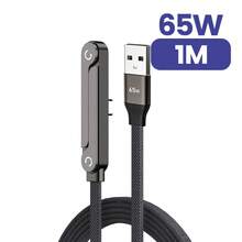 Olaf 2 合 1 合金金属支架 USB-C 转 USB-C 快速充电可折叠支架数据线，240W/65W Type-C 桌面充电线，兼容 17/16，周年纪念礼物 - 黑色 - 查看 14