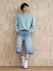 Adidas Originals Men's CALI TEE LS M Long Sleeve Knit Collarless T-Shirt TLC8313 - Blue - View 6