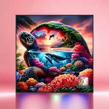 1PC DIY 5D Diamond Painting Kit Turtle Pattern - Round Full Diamond Art Mosaic Craft, Home Wall Decor, Frameless - No Frame - View 2