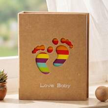 1pc 100-Slot 4*6 Inch Baby Growth Photo Album - Vintage Kraft Paper Cover With Cute Animal Hollow Carving, Random Color Rainbow Pattern, Large Capacity Photo Album. Transparent Plastic Pockets Can Preserve Precious Moments Long-Term, Suitable For Recording Growth Milestones, First Steps And School Life. Compact Album Size 16.5*12 Cm, Can Be Easily Stored In Drawers, A Thoughtful Gift For Newborns, Toddlers And Expectant Parents. - Giraffe - View 5