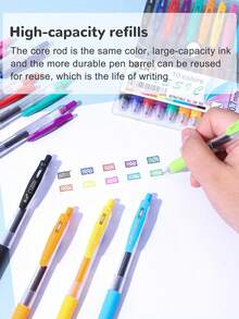 BIA&Tyno Classic Color Gel Pens 10pcs/8pcs/6pcs, 0.5mm/0.7mm Student Highlight Gel Pens, Suitable For Manual Accounting, Hand Drawing, Back To School Gel Pen Set - Sets - View 8