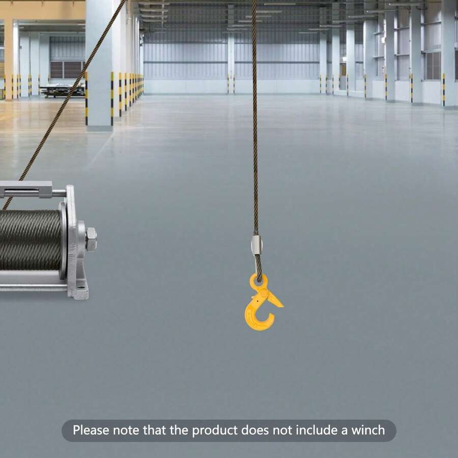 3/8 Inch 100 Ft 6x25 IWRC Extra Improved Plow Steel Wire Rope, 2469.18 Lbs Working Load Limit Cable Fitted With Self-Locking Safety Hook, Heavy-Duty High-Strength Steel Line For Construction, Logistics, Lifting, Towing, Emergency Rescue & Household - Modern - View 1