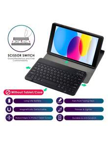 Ultra-Thin Bluetooth Keyboard, Portable Mini Wireless Keyboard, Rechargeable, Compatible With Apple , Phone, Tablet, Phone, Smartphone, IOS, Android, Windows (Black) - Black - View 3