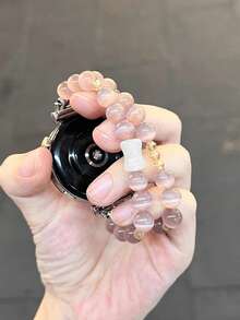 1pc Cat Eye Stone Bamboo Knot Beaded Watch Band, Accessory For Apple Watch - Baby Pink - View 2