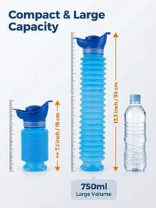 Purple Portable Car Urinal + 750ml Foldable Portable Urinal, Leak-Proof Reusable Travel Potty, Suitable For Car, Camping, Road Trip, Outdoor Use, Unisex For All Ages - A - View 1