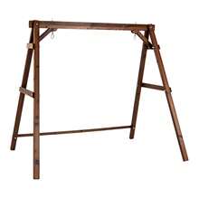 Heavy-Duty Carbonized Fir Wood Swing Frame With Reinforced Bars & 2 Hanging Rings - A - View 11