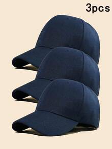 1 pieza Gorra de béisbol casual ajustable de unicolor, protección solar - Azul Marino - Ver 7