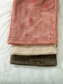 3pcs/Set Girls' Casual Daily Outing Fashion Solid Color Fleece Lined Thick Straight Leg Long Pants, Autumn/Winter - Multicolor - View 7