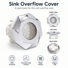 Wash Basin Overflow Insert Drain Cover Perforated ABS Body Snap In Clips Sink Overflow Hole Replacement Trim - Multicolor - View 3