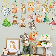 8pcs/10pcs Paper Forest Party Decorations, Forest Animal Hanging Spirals, Forest Animal Foil Ceiling Decorations, Suitable For Forest Theme Birthday Party Supplies, Ribbons - Multicolor - View 6