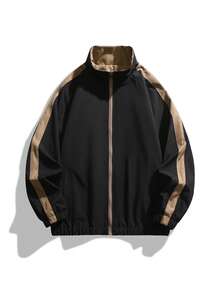 Men's Spring/Autumn Casual Fashion Jacket, Outdoor Hiking Sports Top Black - Black - View 2