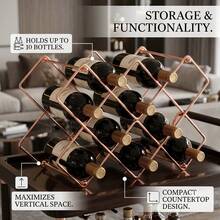 Wine Rack, Freestanding Modern Gold Metal, Wine Storage Cabinet Countertop Wine Rack, Suitable For Storage Room, Kitchen Wine Bottle Rack (10 Bottles) - Multicolor - View 5