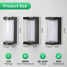 CANMEIJIA 1pc Modern LED Wall Light, Indoor Wall Light, Outdoor Wall Light, AC85-265V, White Light 6500K/Warm Light 3000K, Outdoor Waterproof Wall Light, Suitable For Garden, Yard, Balcony, Stairs, Villa, Garage - 12W LED Wall Light - View 6