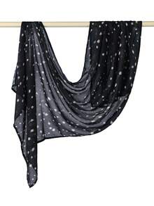 1件裝女款波希米亞風漸層黑色動物紋頭巾，穆斯林防曬頭巾，優雅百搭圍巾披肩，適合朋友聚會與日常穿著 - 黑色梅花鹿 - 查看 7