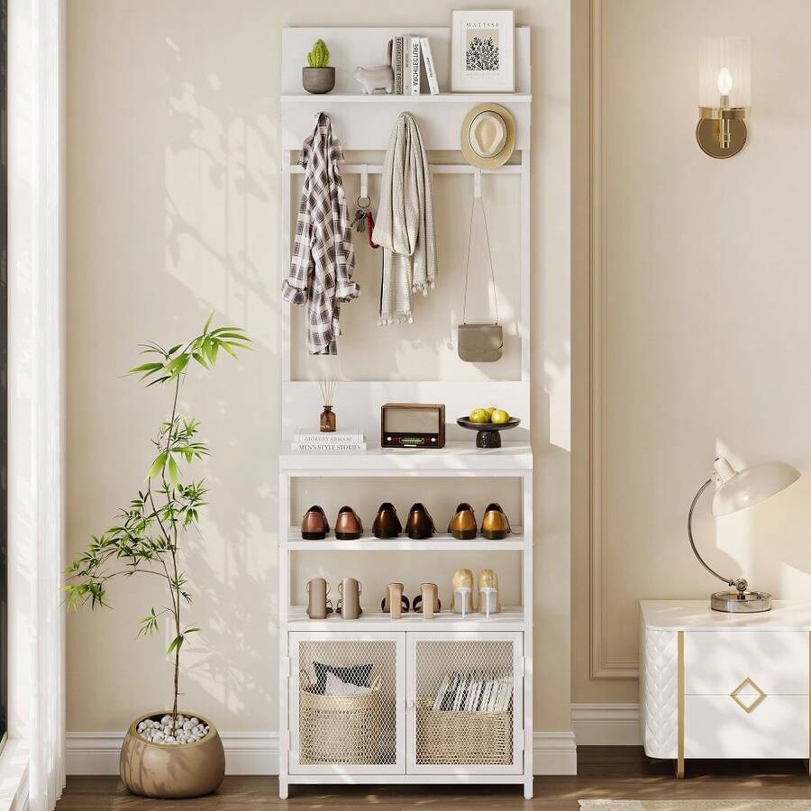 Storage Benches - White - View 1