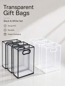 20pcs/10pcs/5pcs Transparent PVC Gift Bags (Ribbon Not Included), Tote Bags, Suitable For Birthday, Wedding, Valentine's Day, Graduation Ceremony And Other Occasions, Transparent Plastic Gift Bags, Large Capacity Cosmetic Storage Bags - Transparent - View 5