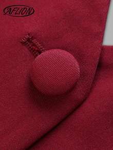 Aflion Gaun Mini Lipit A-Line Seksi Gaya Y2K Musim Panas Wanita Warna Burgundy dengan Tali Bahu Tipis dan Kancing Depan, Gaun Slip Pas Badan Tanpa Punggung Seksi Cocok untuk Pesta, Kencan, Klub Malam, dan Liburan - Burgundy - View 6