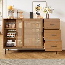 Sideboard Rustic Style With 2 Drawers And 3 Shelves - Natural - View 9