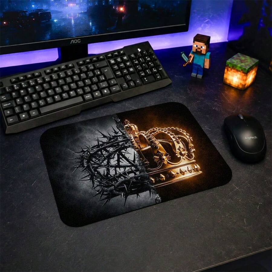 Leão de Judá Cristo Rei MousePad Gamer Grande Desk Pad 80x30 e 25x18 Base Antiderrapante - msp.04-leao - Visão 1