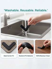 L-Shaped Carpet Gripper, Reusable And Washable, Anti-Curl Carpet Corner Pads, Prevent Area Rug Slipping, Suitable For Carpet, Hardwood, Tile, Laminate Floors, Perfect For Home Living Room, Bedroom, Kitchen, Bathroom And Stair Decor - Black - View 4
