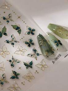 1 pieza Pegatina de uñas con mariposa de gelatina 5D en relieve brillante, diseño de mariposa con concha esponjosa de cristal brillante de colores, tema de dibujos animados - Calcomanías de arte de uñas autoadhesivas, decoración de uñas, pegatinas de uñas - Multicolor - Ver 5